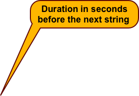 Duration in seconds before the next string